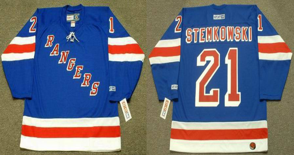 2019 Men New York Rangers #21 Stemkowski Blue CCM NHL jerseys->new york rangers->NHL Jersey